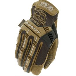 Mechanix Wear M-Pact safety gloves with TPR knuckle protection for impact absorption and D3O palm padding for hand fatigue reduction.